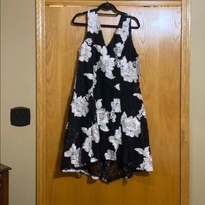 Black hi-lo short dress with white flowers
